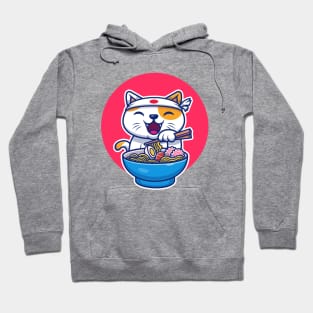 Cute Cat Eating Ramen Noodle Cartoon Hoodie